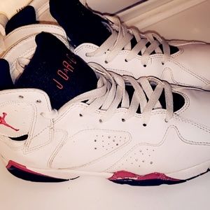 Maroon, purple & white jordans